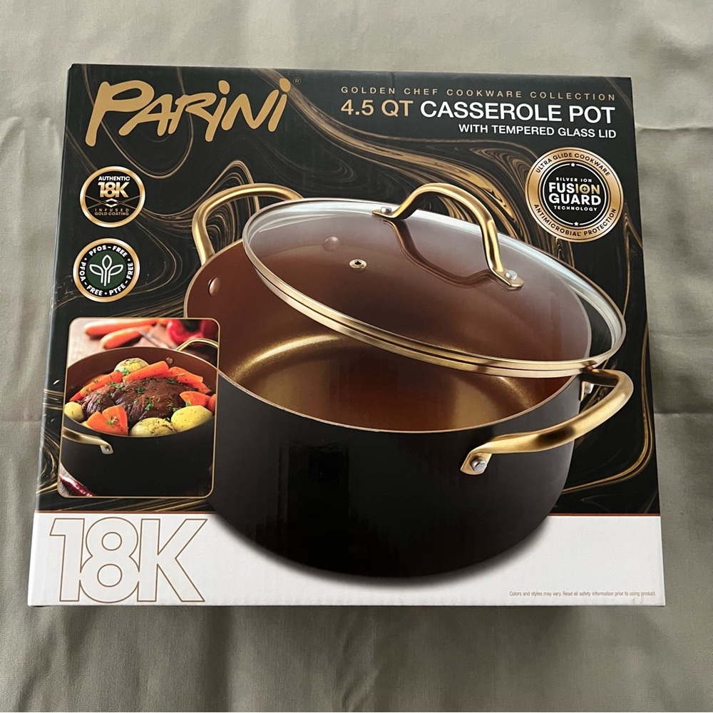 Parini 4.5 QT Casserole Pot with Lid - Golden Chef Cookware Collection